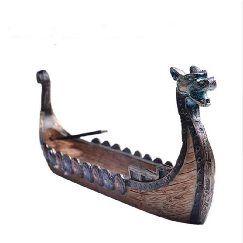Retro Incense Burner Dragon Boat Incense Stick Holder Traditional Chinese Design Hand Carved Carving Censer Ornaments Home Decor