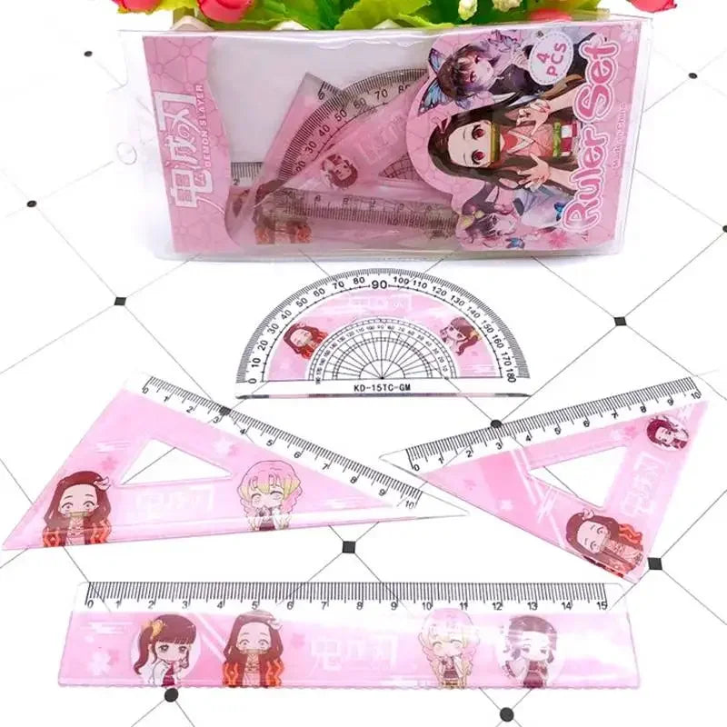 4Pcs/Set Anime Ruler Drawing Measurement Geometry Triangle Ruler Set gifts