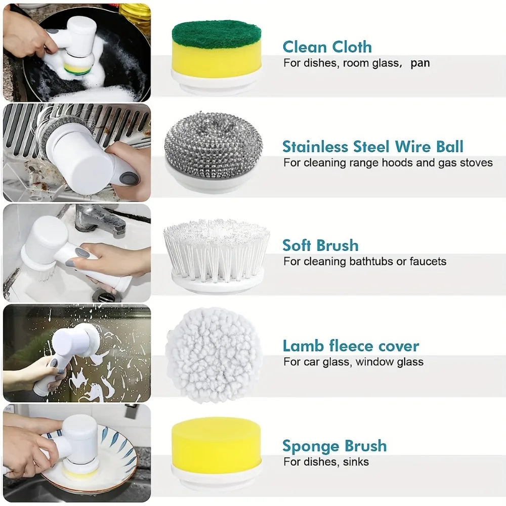 Xiaomi Electric Spin Scrubber With 5 Replaceable Brush Head Power Electric Cleaning Brush Handheld Rechargeable Shower Scrubber
