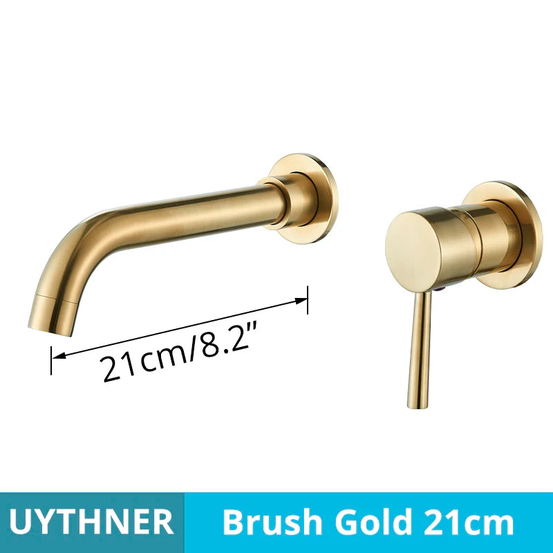 Brushed Gold/Black Basin Faucet Concealed Wall Mounted For Bathroom Faucets Bath Basin Sink Tap Bathtub Hot And Cold Water Mixer