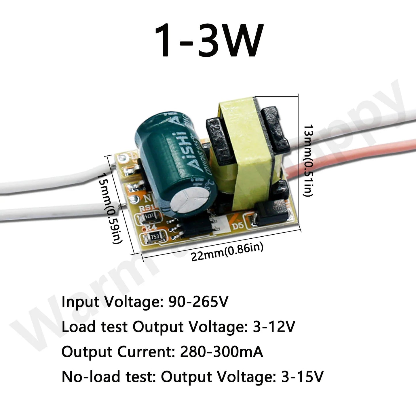 LED Driver 220V LED Power Supply 1-3W 4-7W 8-12W 15W 18W 24W 25W 30W 36W 300mA with Built-In Transformer Module LED Driver Board