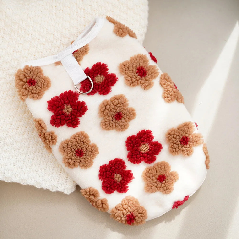 Fleece Vest Thicken Warm Dog Winter Jacket Coat Floral Print Dog Clothes for Small Dogs Puppy York Chiwawa Clothing Pet Apparel