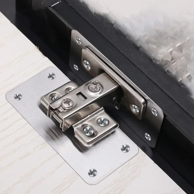 Stainless Steel Hinge Repair Plate For Cabinet Furniture Hinges Mounting Plate For Kitchen Cupboard Door Fixing Screws Hardware