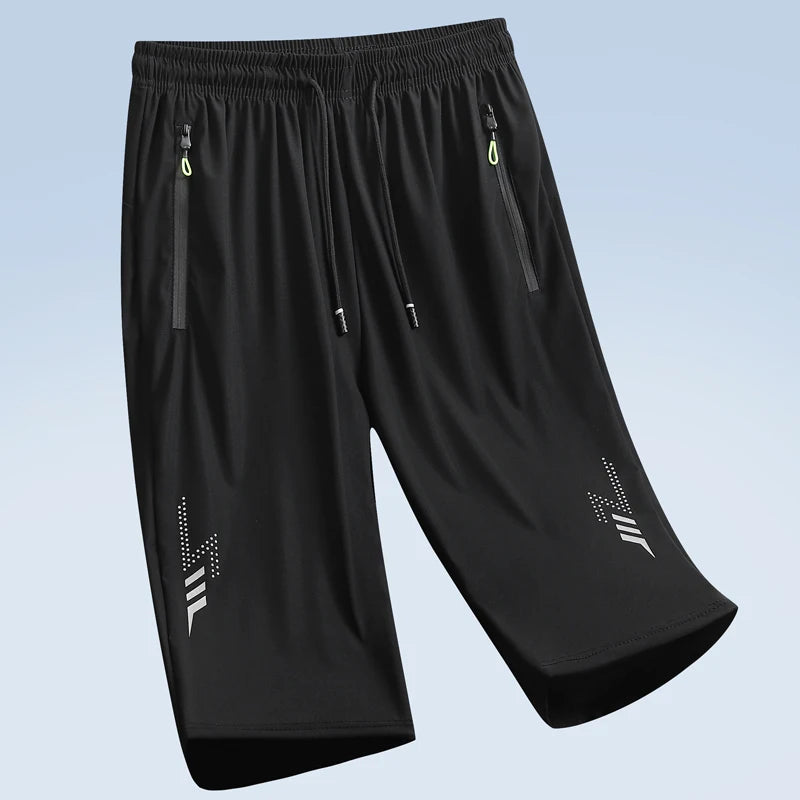 New Fashion Sports Shorts Men Breathable Quick Dry Men's Short Pants Men Breathable Elastic Waist Shorts Male Bottom Black XXXL