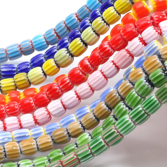 Trend DIY Handicrafs Glass Glazed Print Lampwork Beads Loose Cylinder Spacer Beads For Jewelry Making Diy Bracelets Accessories