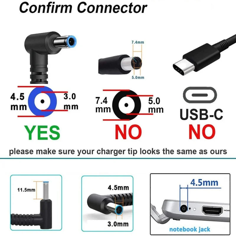 65W AC Power Charger for HP ProBook Series ProBook G3 G4 G5 G6 G7 G8 470 430 440 450 445 640 650 PPP009A 19.5V   Laptop Adapter