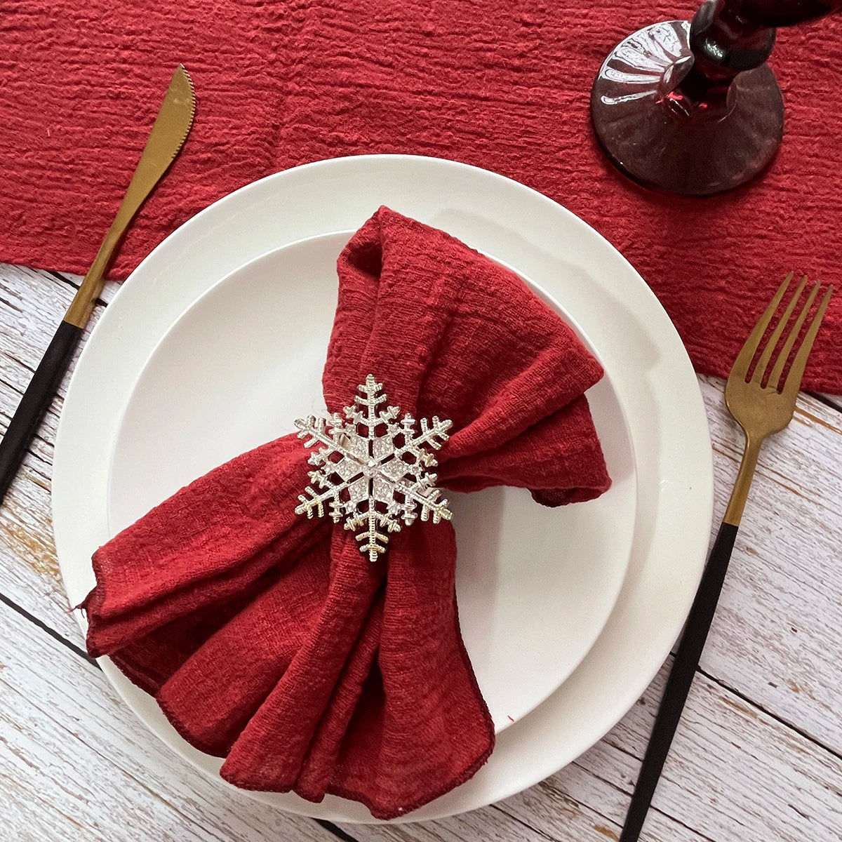 Set of6 Cotton Cloth Napkins Gauze 30x30cm Fabric for Wedding Decor Everyday Use Dinner Tea Towel Table Village Christmas Napkin