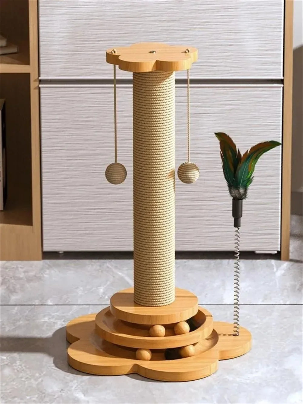 Pet cat toy Wood fiberboard cat Turntable Fun cat baseball durable sisal grab Boa