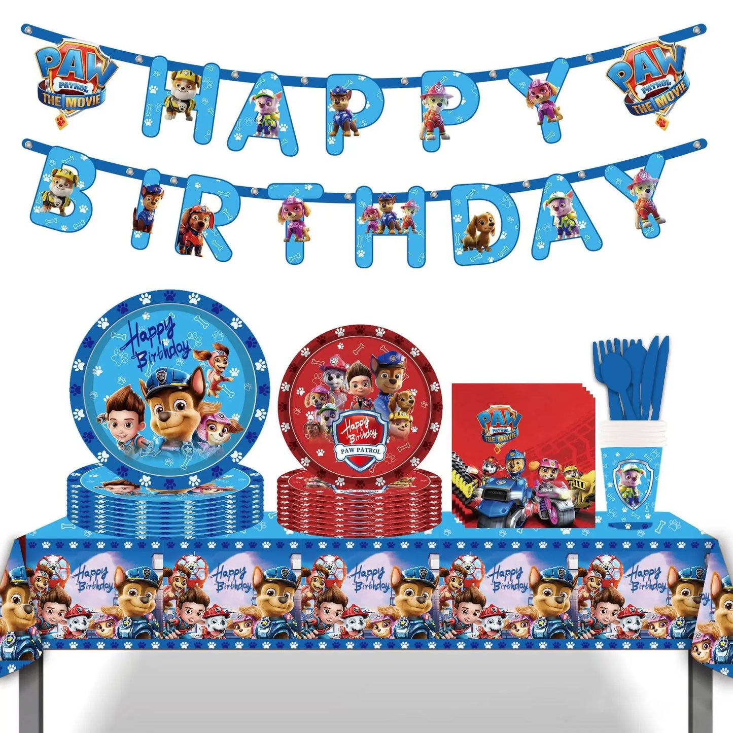 New Paw Patrol Birthday Party Decor Cartoon Dog Disposable Tableware Tablecloth Cup Plate Napkin Baby Shower Kids Party Supplies