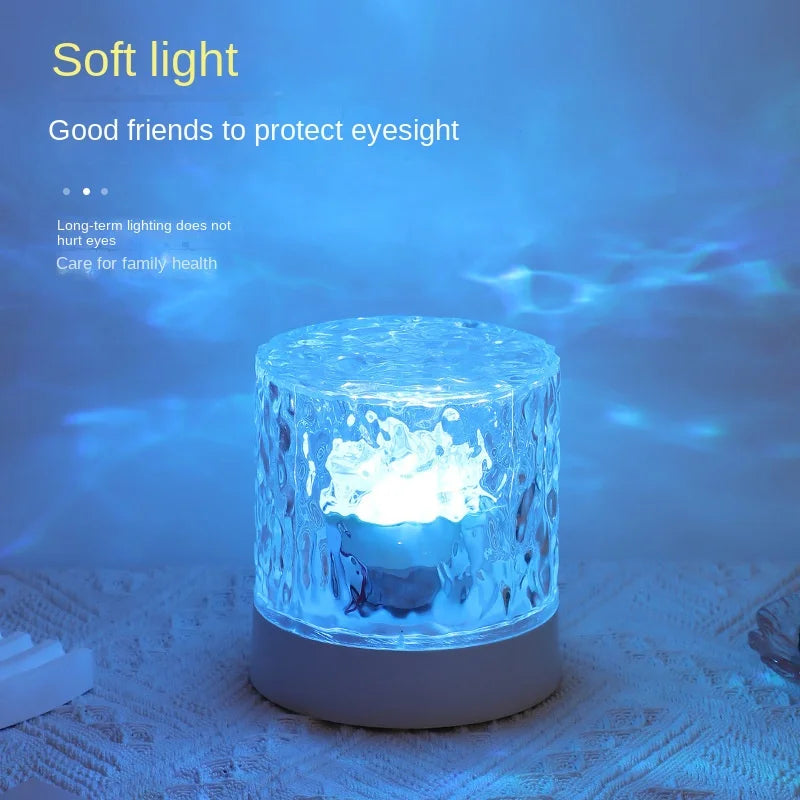Crystal Lamp Water Ripple Projector Night Light Decoration Home Houses Bedroom Aesthetic Atmosphere Holiday Gift Sunset Lights