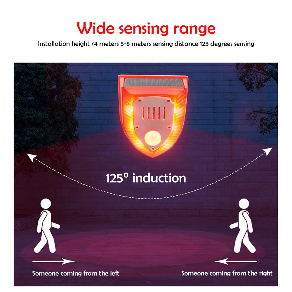 Solar Motion Sensor Alarm Light Animal Repeller Anti-Wild Boar Drive Alarm Anti-Theft Siren Dog Barking Gunshots Home Security