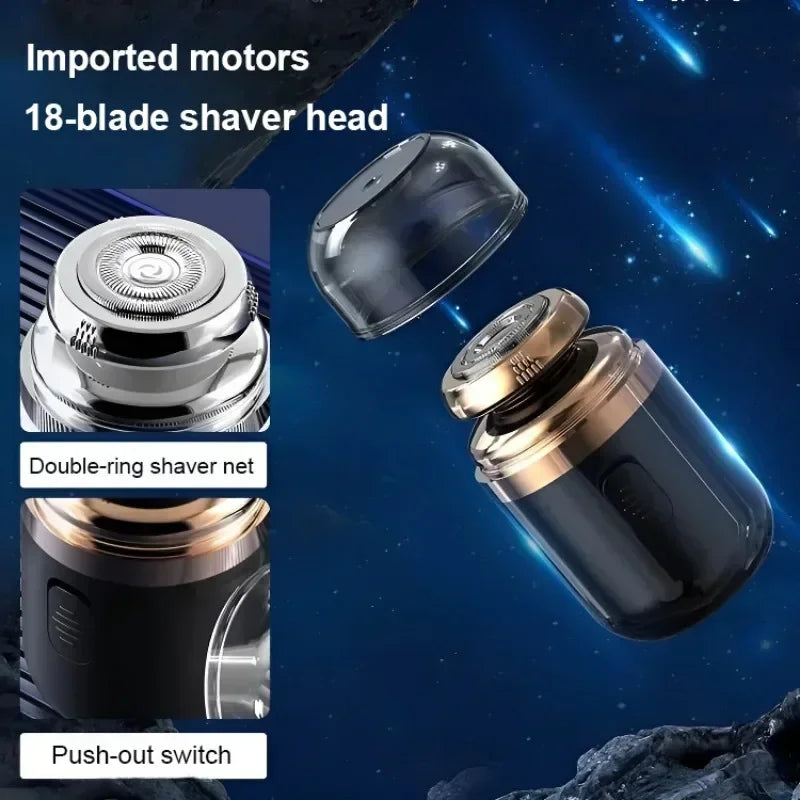 Mini Washable Electric Razor Travel Razor Type-c Charging Capsule Shaver Nose Hair Trimming Double Ring Knife Net