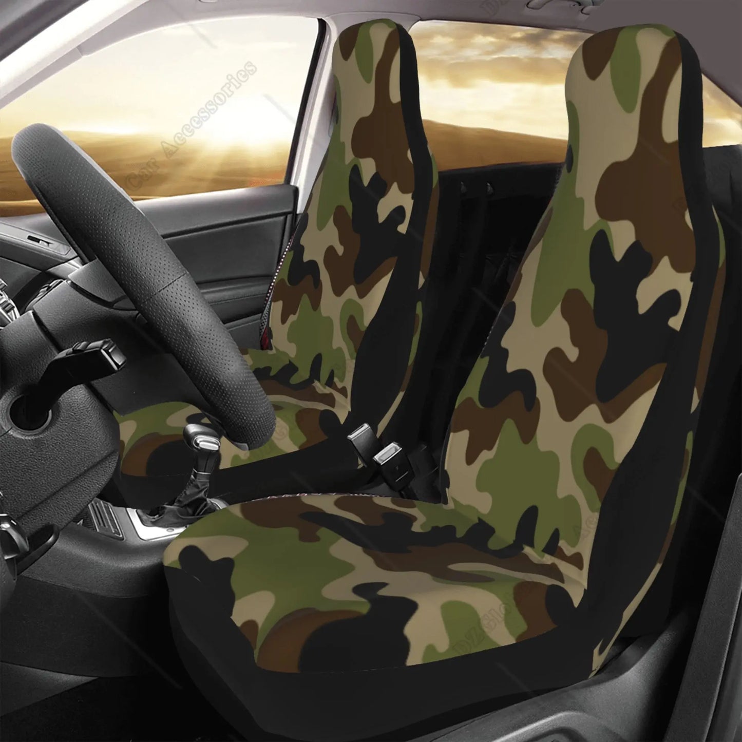 Seat Covers for Cars Camouflage Seamless Pattern Brown Green Black Front Car Seat Cover Easy To Install Universal 2 Pcs