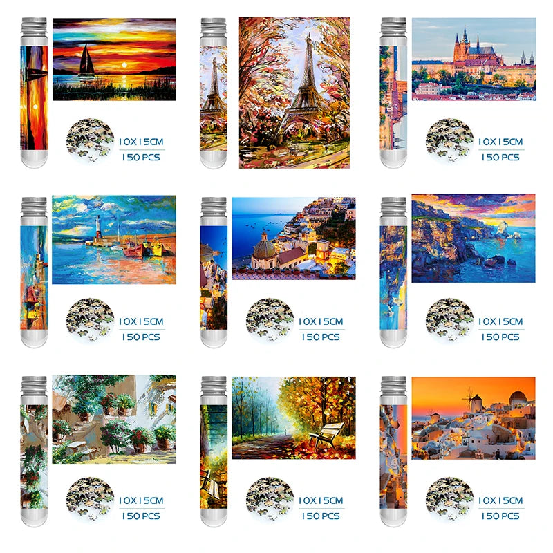 150PCS Mini Test Tube Jigsaw Puzzles Park in Autumn Decompression Toy Fridget Puzzle Game Family Decoration