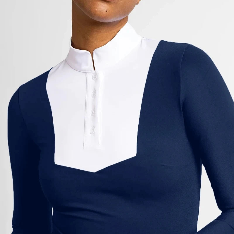 Mesh Equestrian Competition Shirts Professional Equine Equipment Horse Riding Base Layer Ladies Competition Show Shirt