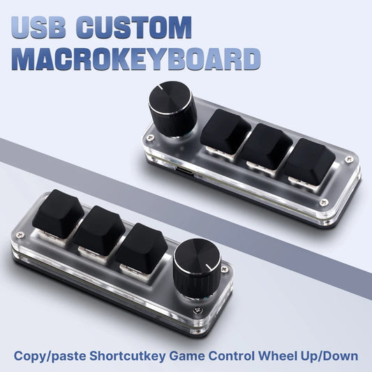 Macro Keyboard Programming Mechanical keypad Custom 3Key 1 Knob Mini Keyboard USB RGB Wired Gaming Keyboard Photoshop Hotswap