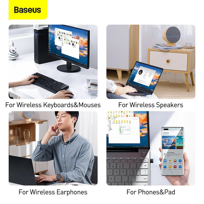 Baseus USB Bluetooth Adapter Dongle Adaptador Bluetooth 5.1 for PC Laptop Wireless Speaker Audio Receiver USB Transmitter