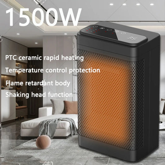 1500W Table PTC Fan Heater for Home Bedroom Office Remote Control Electric Heater Low Consumption Vertical Heating Fans
