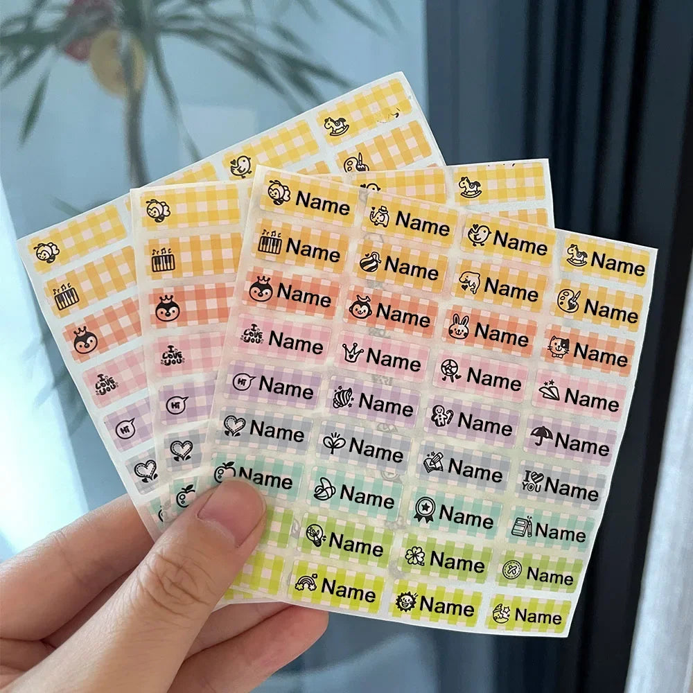 120PCS 2023 New Name Sticker Customized Sticker Waterproof Personalized Label Children School Stationery Cartoon Colour Label