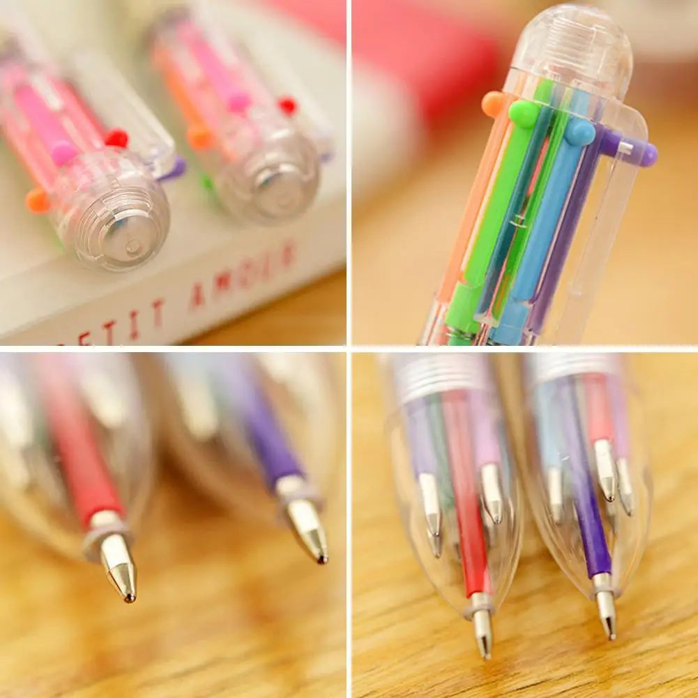Brand New Product Creative Transparent 6-color Ballpoint Pen Different 6 Colors In 1 Ballpoint Pen High Quality Innovative