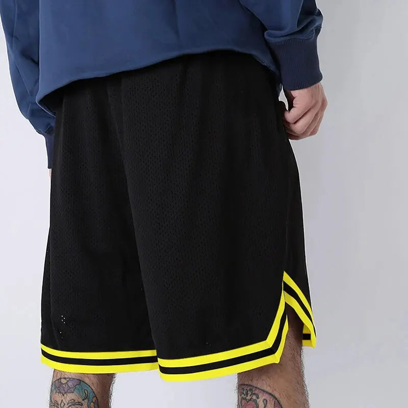 New Summer Men's Shorts Black And Yellow Patchwork No.8 And 24 Basketball Pants Casual Fitness Jogging Street Ball Sweatpants