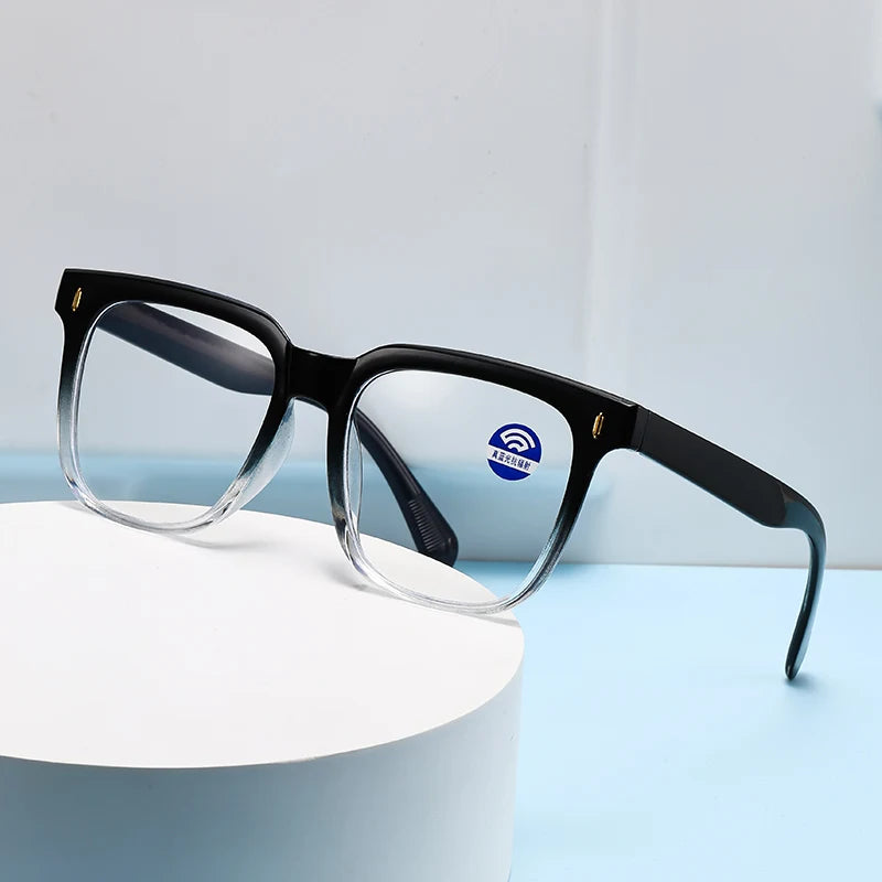 New Transparent Glasses Square for Students with Myopia Male Female Flat Light Large Round Face Anti Blue Light Glasses Frame