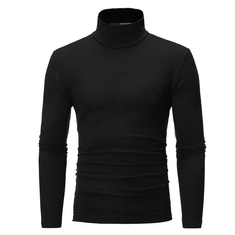 Spring Autumn Thin Men Pullovers Sweaters Turtleneck Knitted Sweater for Men Cotton Clothing Male Sweaters Full Black White Tops