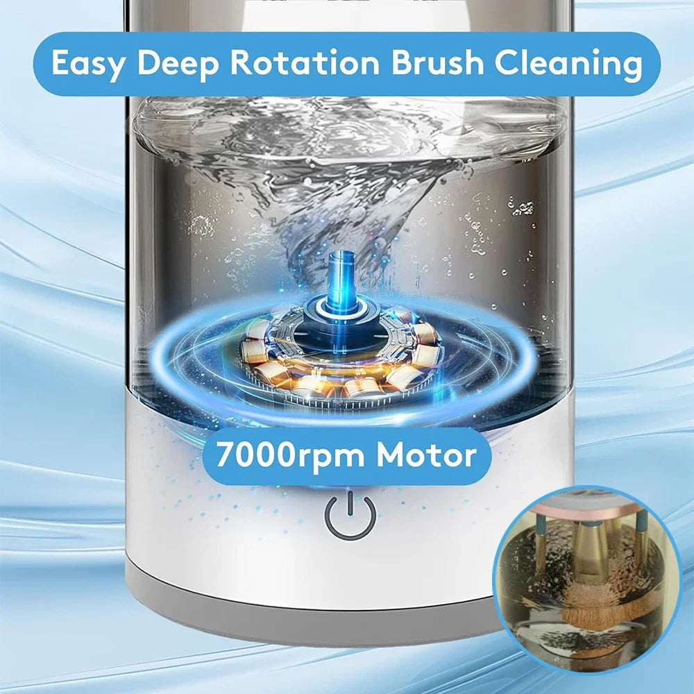 3  in 1 Electric Makeup Brush Tools Cleaner Portable Automatic Spinning Makeup Brush Cleaning Machine Makeup Brush Dryer Storage