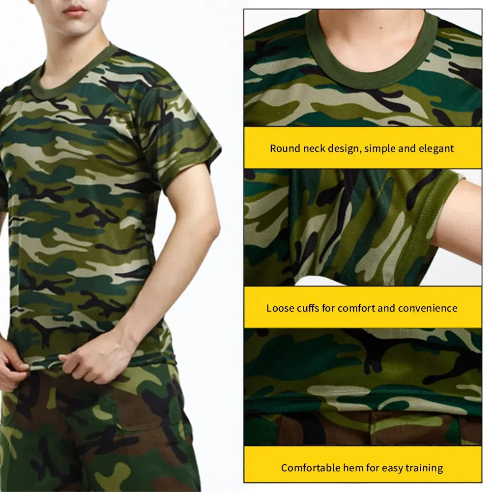 Camouflage Tactical Shirt Short Sleeve Men's Quick Dry Combat T-Shirt T Shirt Camo Outdoor Hiking Hunting Shirts