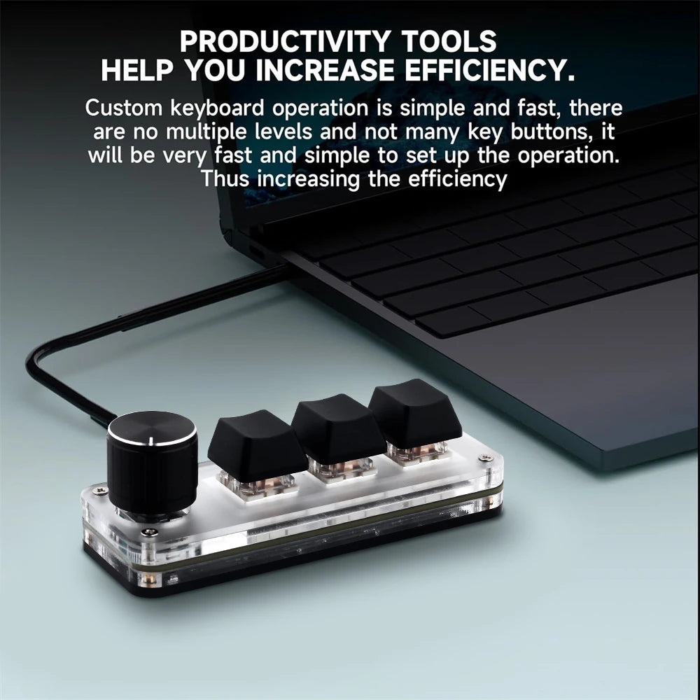 Macro Keyboard Programming Mechanical keypad Custom 3Key 1 Knob Mini Keyboard USB RGB Wired Gaming Keyboard Photoshop Hotswap