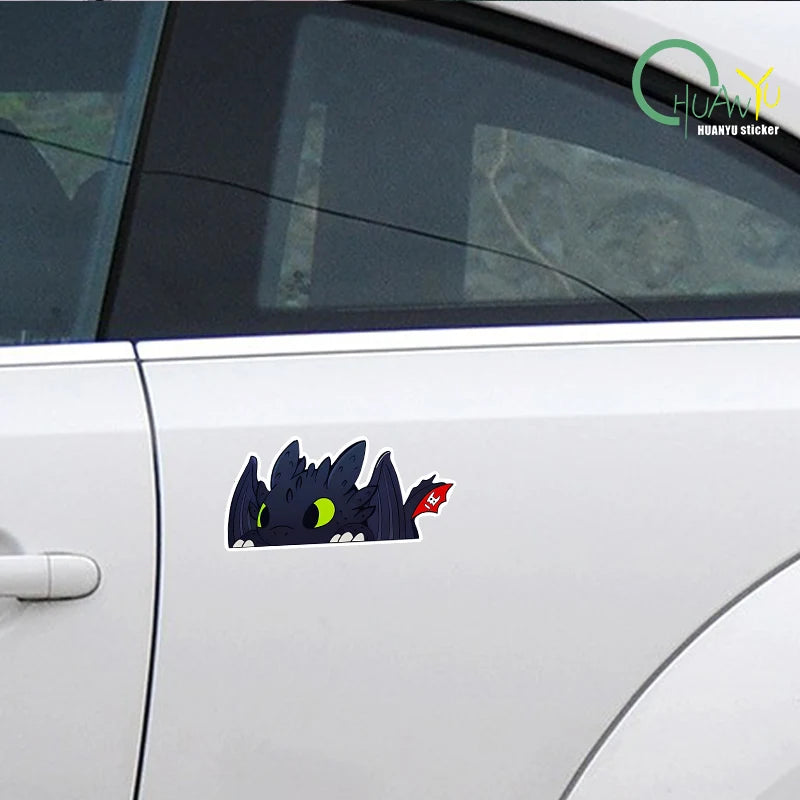 Reflective Car Sticker Black and White Dragon Taming Dragon Sha Long Viking Warrior Waterproof Glass Sticker