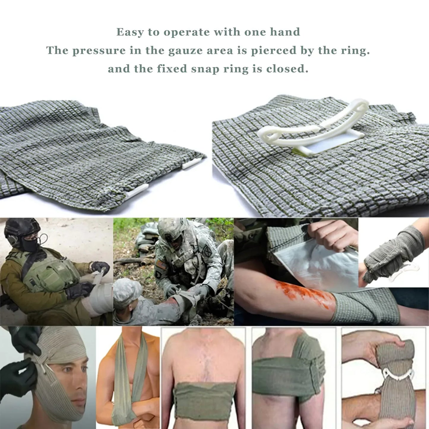 Rhino Rescue 4inch/6inch Israeli Bandage Wound Dressing Emergency Compression for Battle Dressing First Aid IFAK Trauma Military
