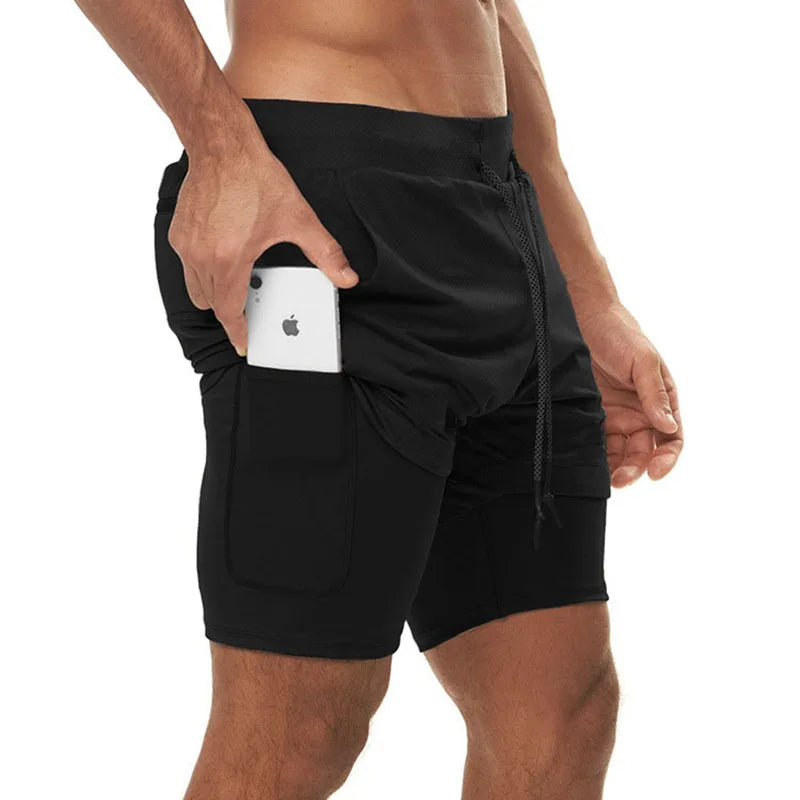 Camouflage running shorts, men's gym sports shorts 2-in-1, quick dry exercise training, outdoor sports fitness jogging shorts