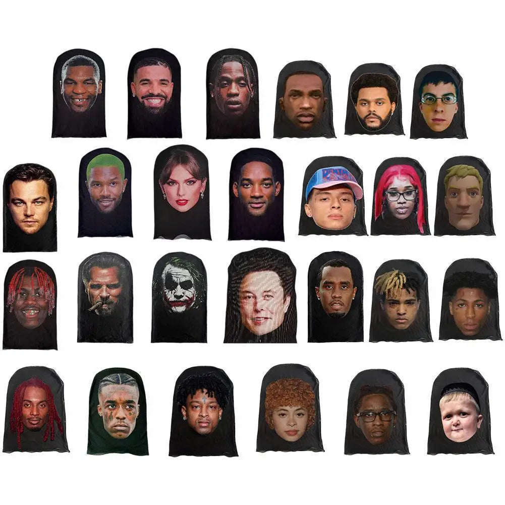 Creative 3D Printed Kanye Mask Elastic Mesh Full Face Mask Novelty Supplies Party Cosplay Props Cosplay Headwear For Men Women