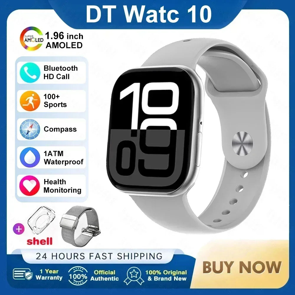 New For Apple Watch 10 Original Smart Watch 16GB Memory Music HD AMOLED NFC Compass Bluetooth Call Waterproof Smart Watch Woman