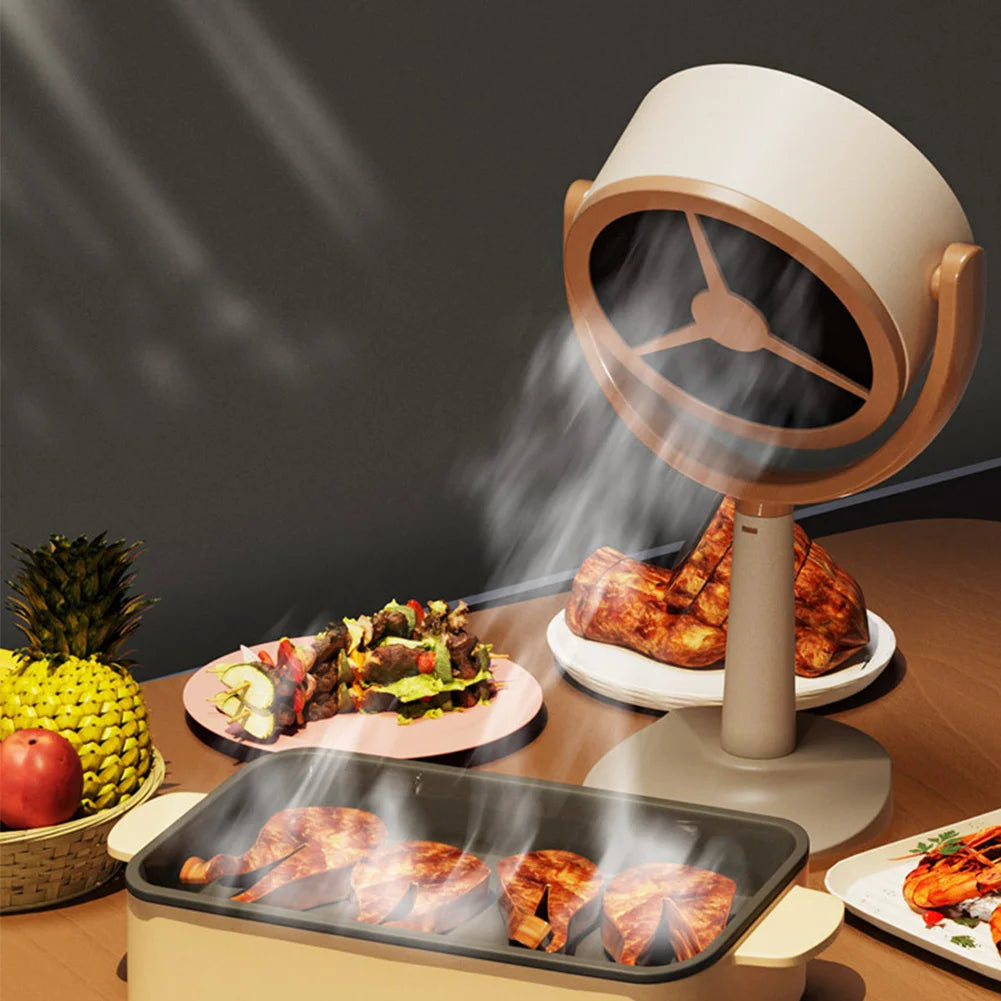 Desktop Range Hood Adjustable Angle Portable Exhaust Fan Rechargeable/USB Plug Mini Suction Cooker Hood for Indoor BBQ Hot Pot