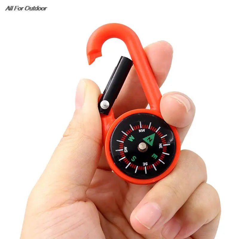 Mini Compass With Hook 2-in-1 Multifunctional Hiking ABS Carabiner Sensitive Guide Outdoor Mountaineering Key Ring Camping Tool