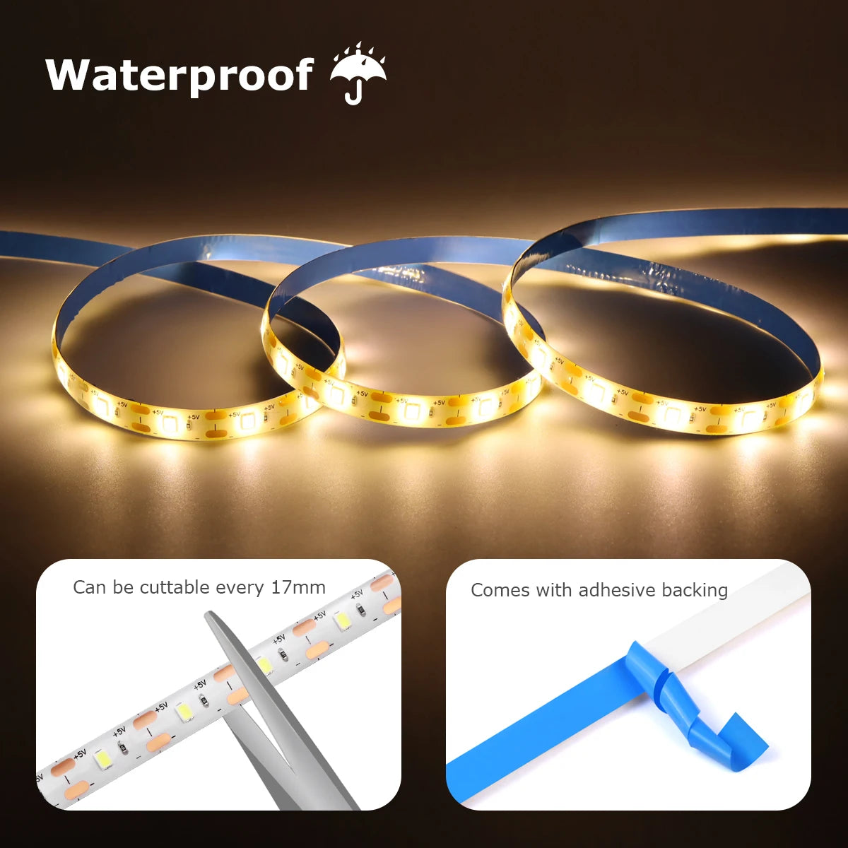 USB 5V PIR Motion Sensor LED Strip Light Tape Waterproof Under Bed Night Light Sensor Lamp For Room Kitchen Cabinet Backlight