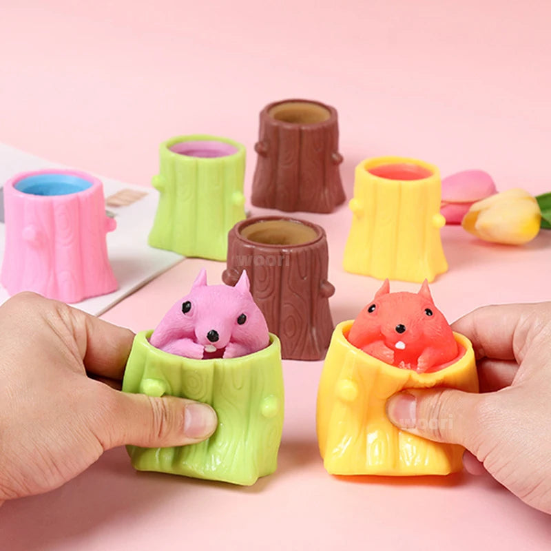 Ovly Squeezing Squirrel Cup Toys Decompression Fidget Antistress Sensory Anti Stress Reliefing Wacky Gift For Kids Adults