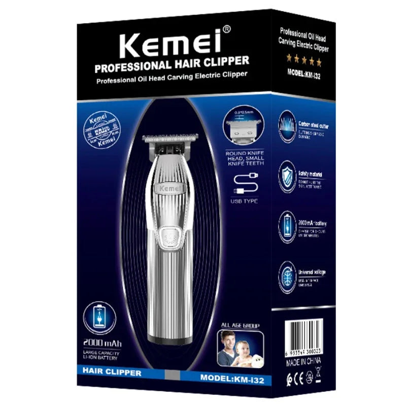 Kemei Professional Metal Hair Clipper Beard Hair Trimmer For Men Electric Shaver Rechargeable Barber Haircut Combo