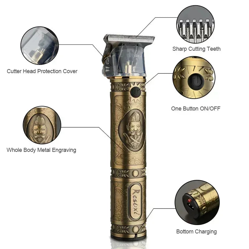RESUXI Hair Cutting Machine JM-700A700AL 740 Stainless Steel T Blade Beard Men Shaver Rechargeable Baldheaded Best Hair Trimmer