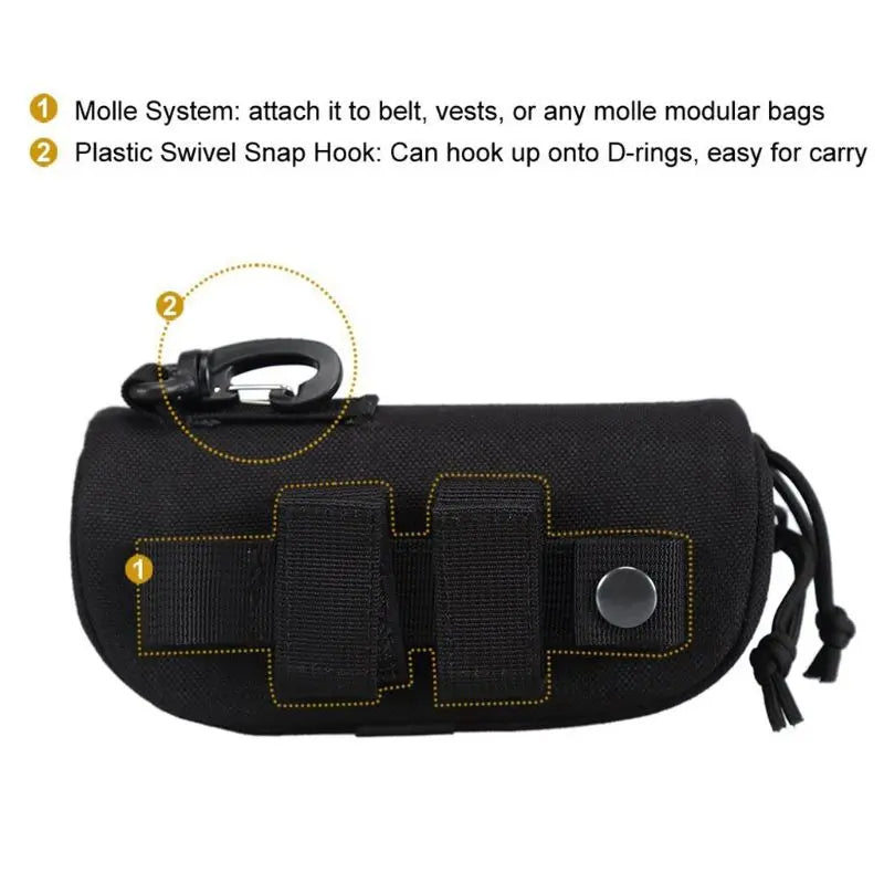 Tactical MOLLE Eyeglass Case Hunting Shockproof Protective Goggles Box Portable Outdoor Sunglasses Case-1000D Nylon