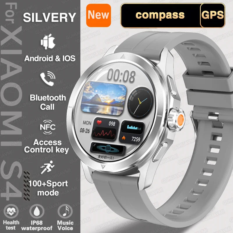 New For Xiaomi S4 Ultra Outdoor Sport Men HD AMOLED Display GPS Track Altimeter Heart Rate Bluetooth Call Waterproof Smart Watch