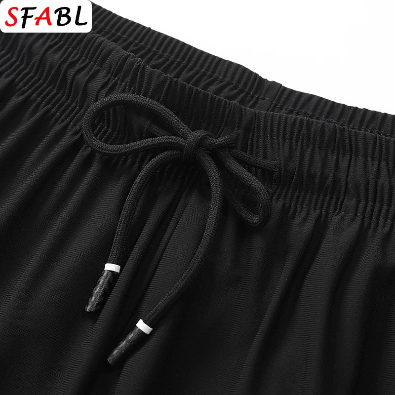 Summer Loose Sports Shorts Board Shorts Outdoor Running Jogging Gym Fitness Casual Short Pants Men Quick Dry Bottom Black M-4XL