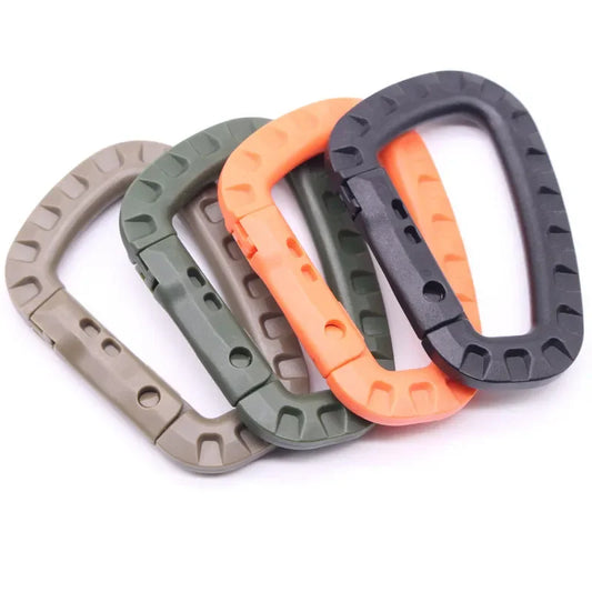 5pcs 8.5cm Tactical Backpack Buckle Fast Tactical Carabiner Plastic Hook D Shape Mosqueton EDC Gear For Outdoor Camping