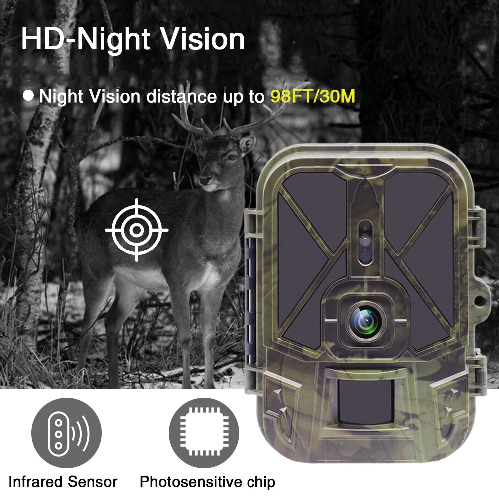 Outdoor 4K 10000mah Lithium Battery Waterproof Trail Camera HD 36MP Infrared Night Vision Motion Activated Trap Game Cam