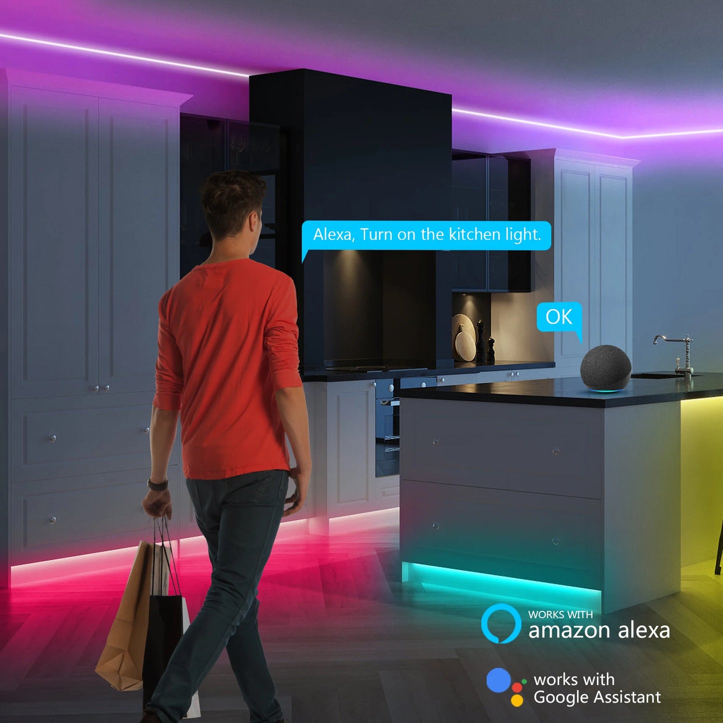Tuya Smart Life Neon Strip Light DC5V USB RGB Flexible Led Neon Tape Light for Home Party Decor DIY, Work with Alexa Google Home