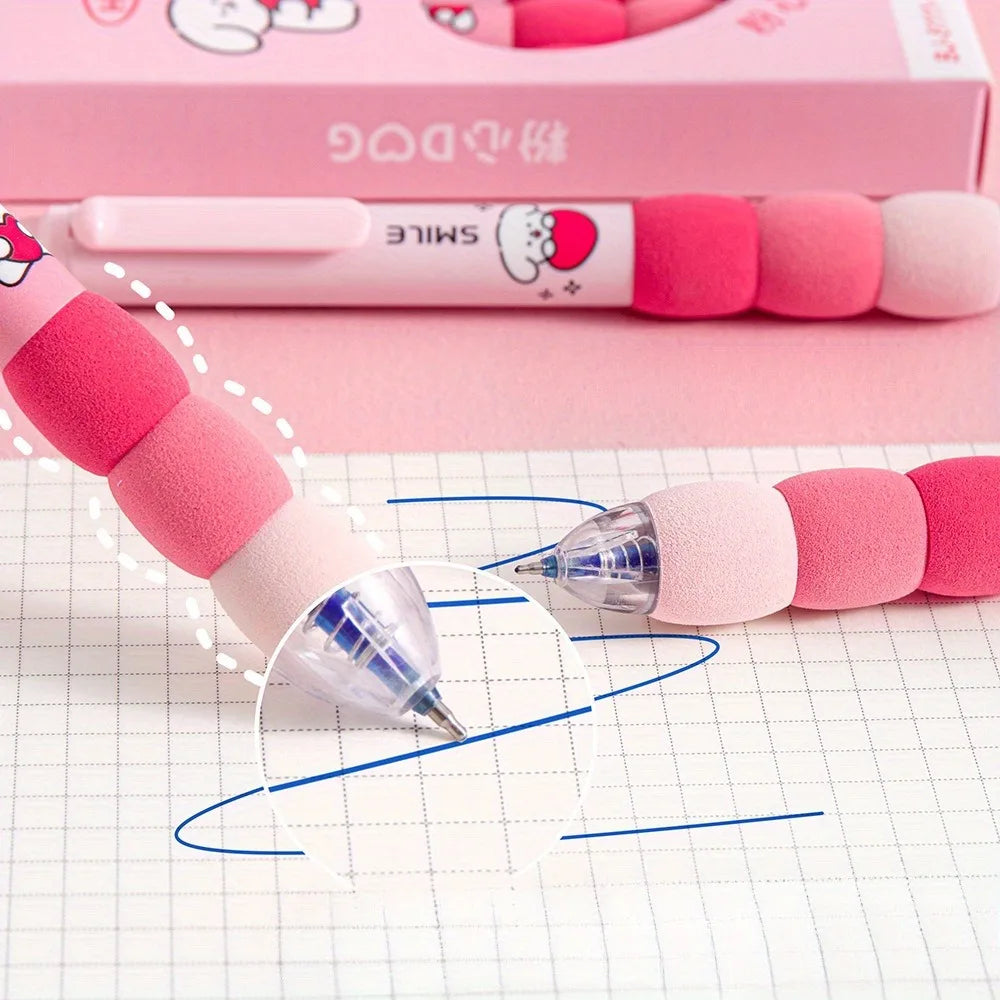 4PCS/Box Soft Cloud Grip Erasable Press Gel Pen ST Tip Quick Drying Ballpoint Pen Student 0.5mm Black Ink Office Accessories