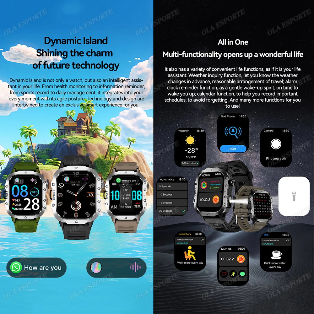 2025 Smartwatch Men Bluetooth Call Heart Rate Health Monitor AI Voice Waterproof Sport GPS Tracker Smart Watches For Android IOS