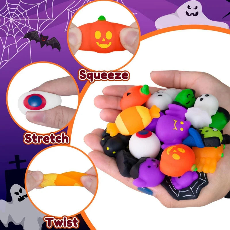 25-50PCS  Halloween Squishies Mochi Animal Squishy Toys For Kids Antistress Ball Squeeze Party Favors Stress Relief Toys Gift